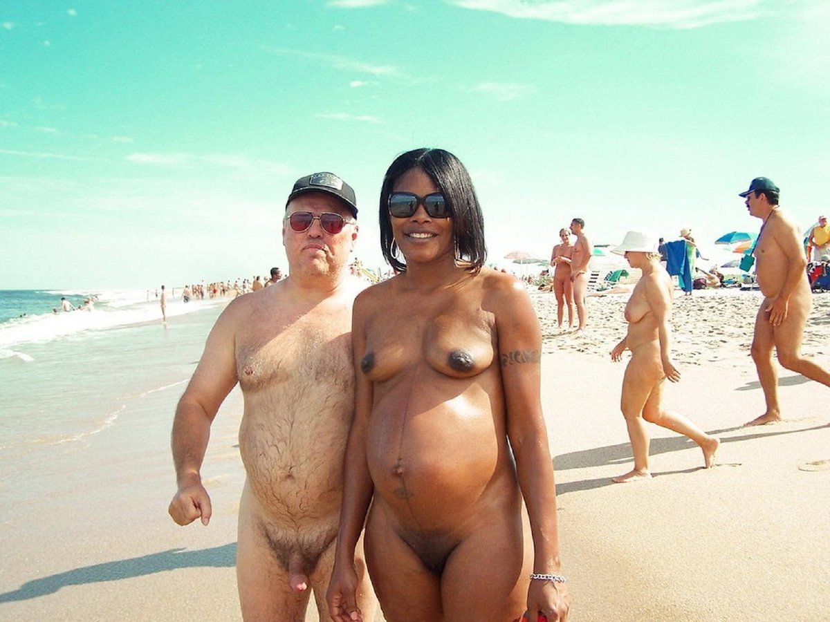 Black nudist family beach