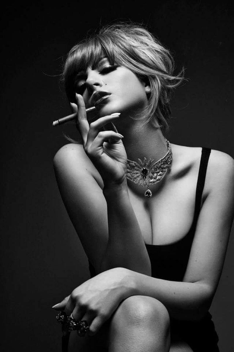 Charley Atwell smoking