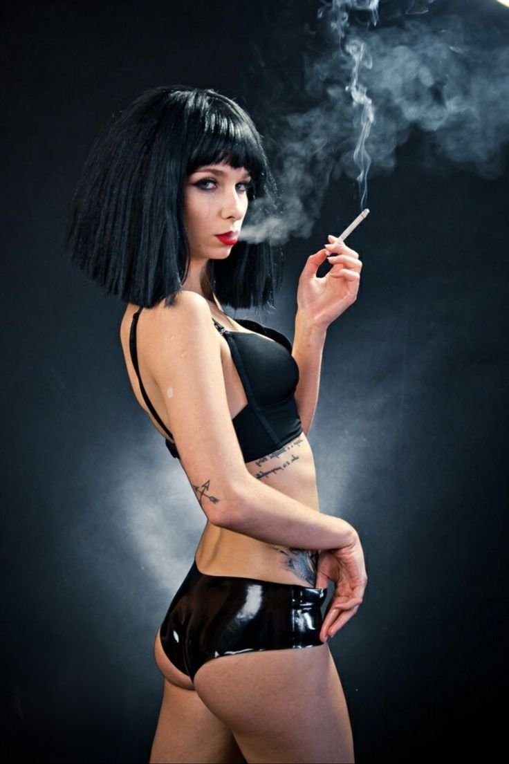 Model with a cigarette
