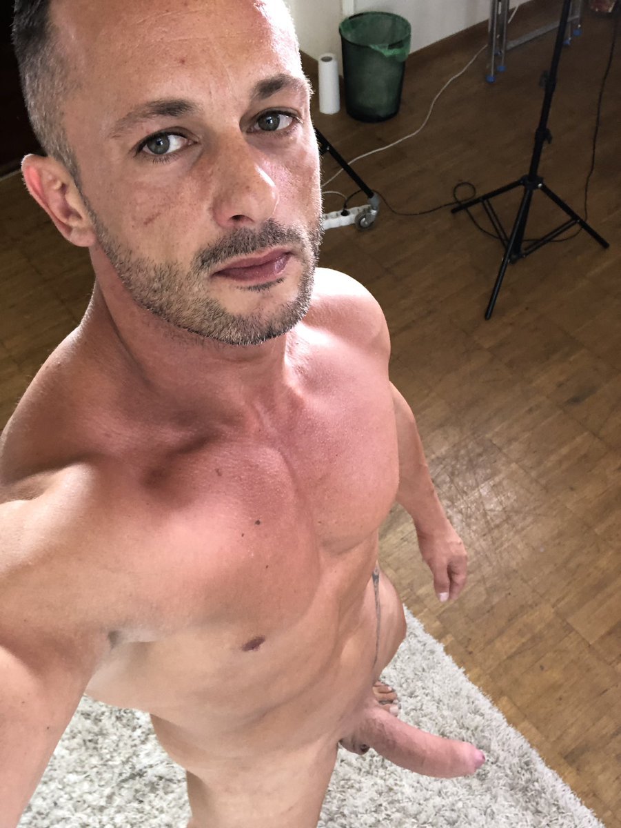 Handsome young naked guy with hair