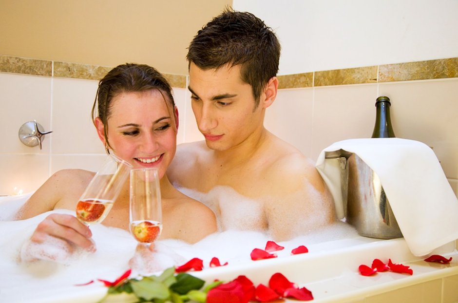 In the bathroom together