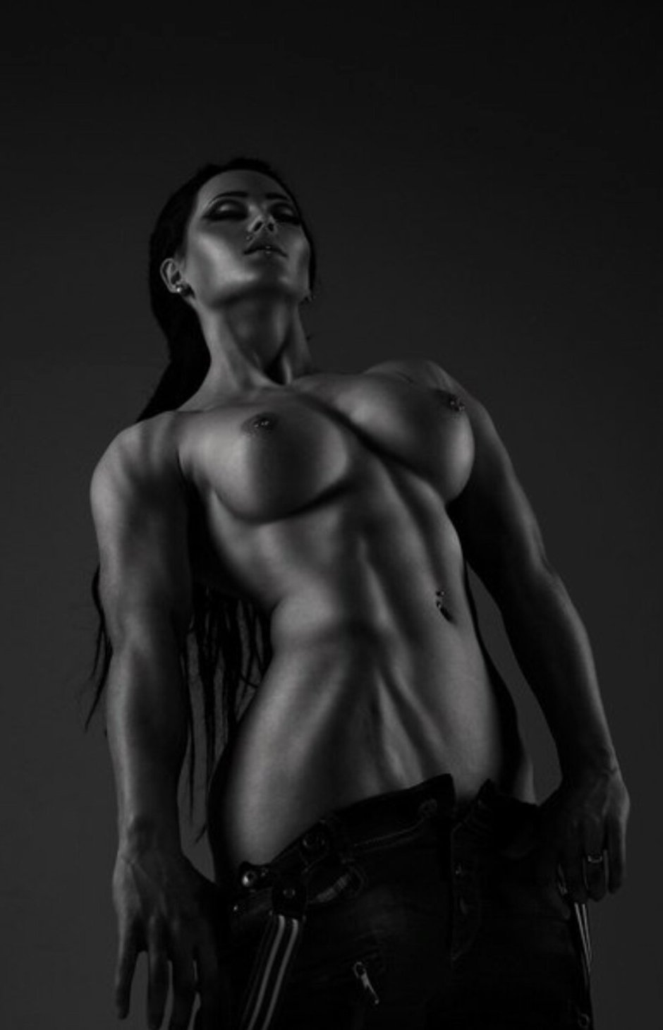 Girl with a beautiful press of a goal