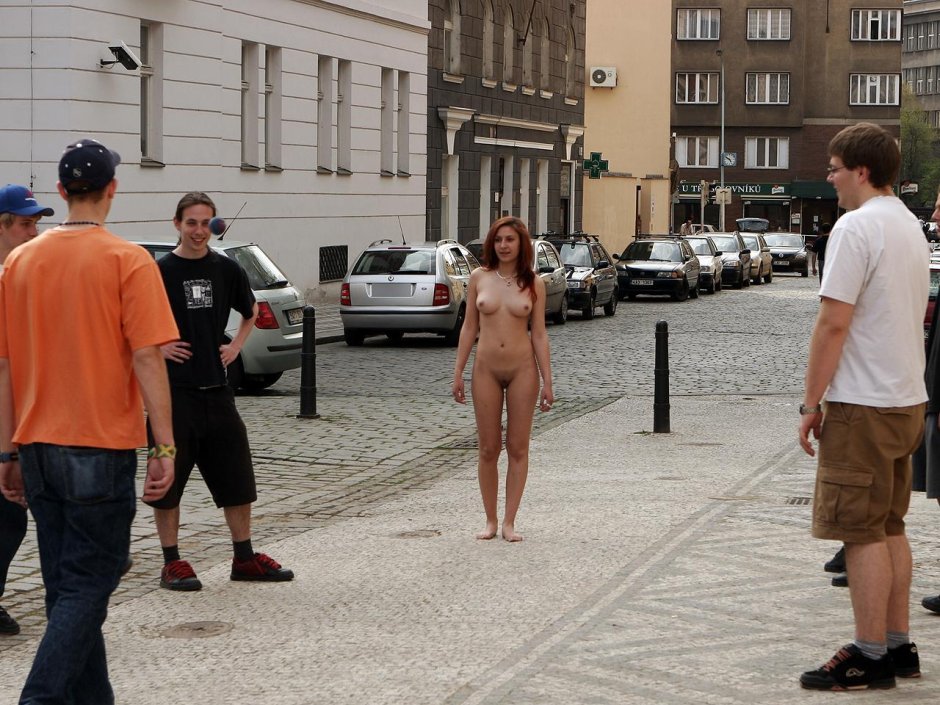 Naked women on the streets of cities