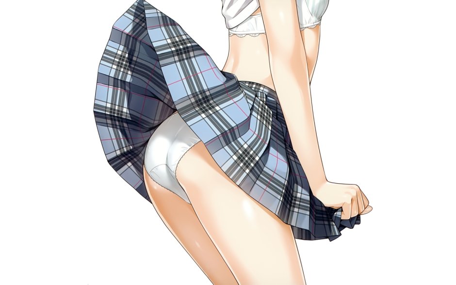 The girl in a short skirt leaned over