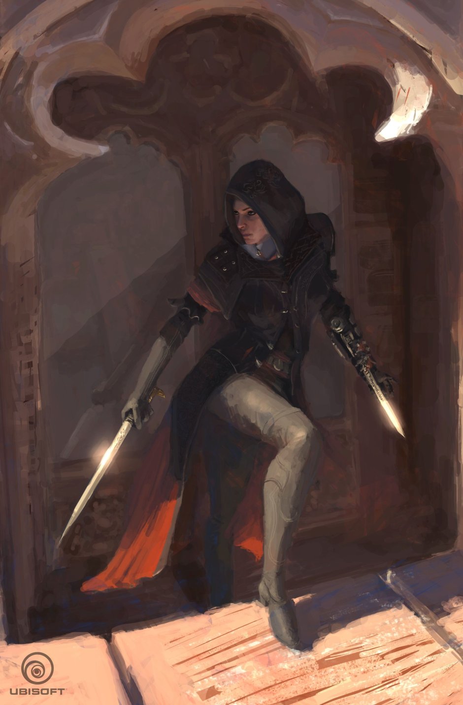 Frightened thief at night