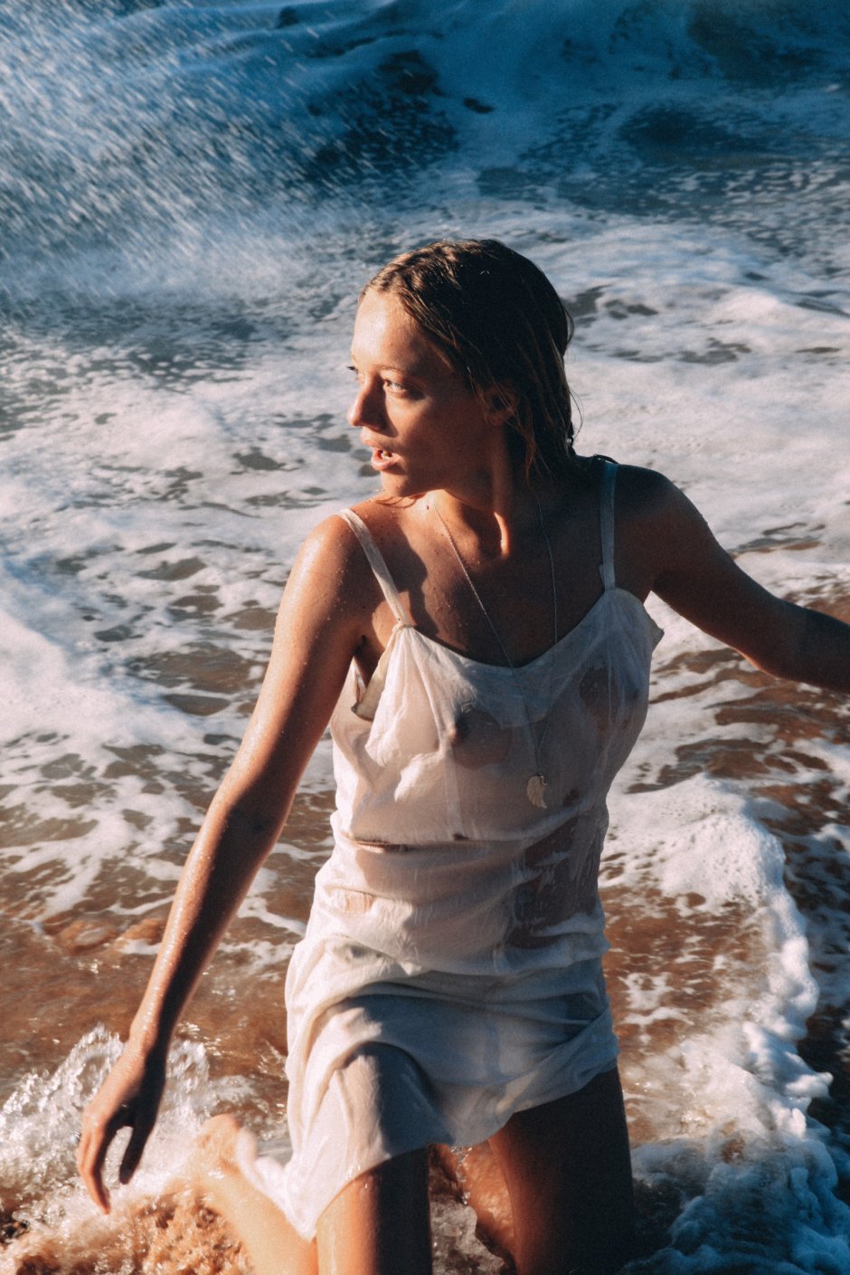 Girls in wet white clothes