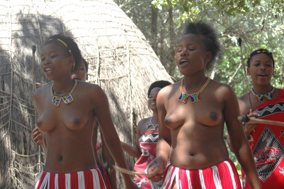Sitting girls from African tribes