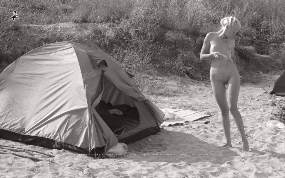 Naked nudist in the forest
