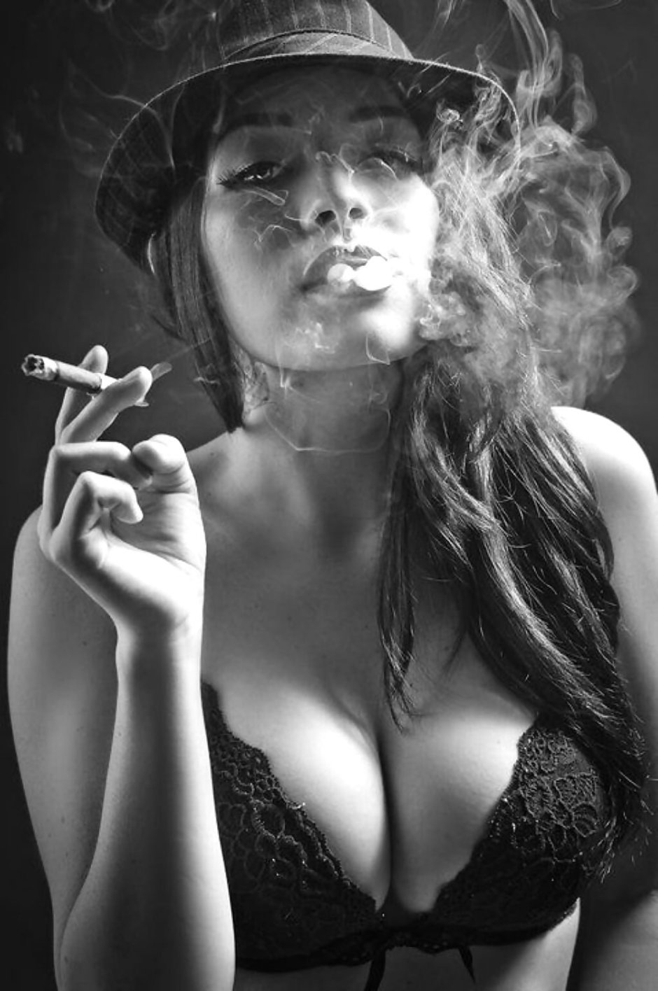Girl with a cigar