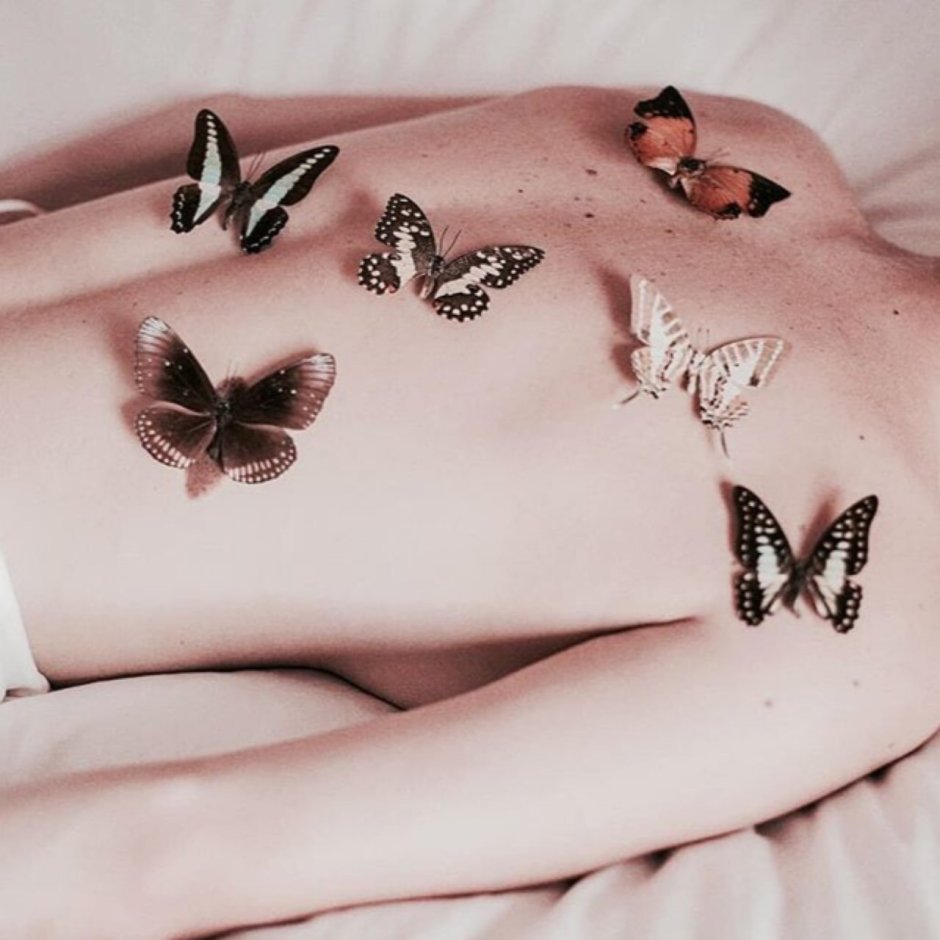 Pink aesthetic wallpaper with butterflies