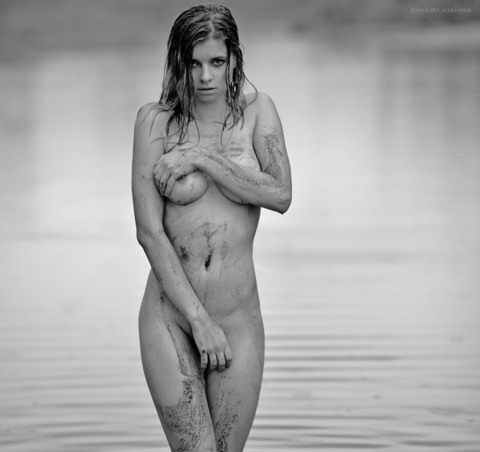 Embarrassed naked women