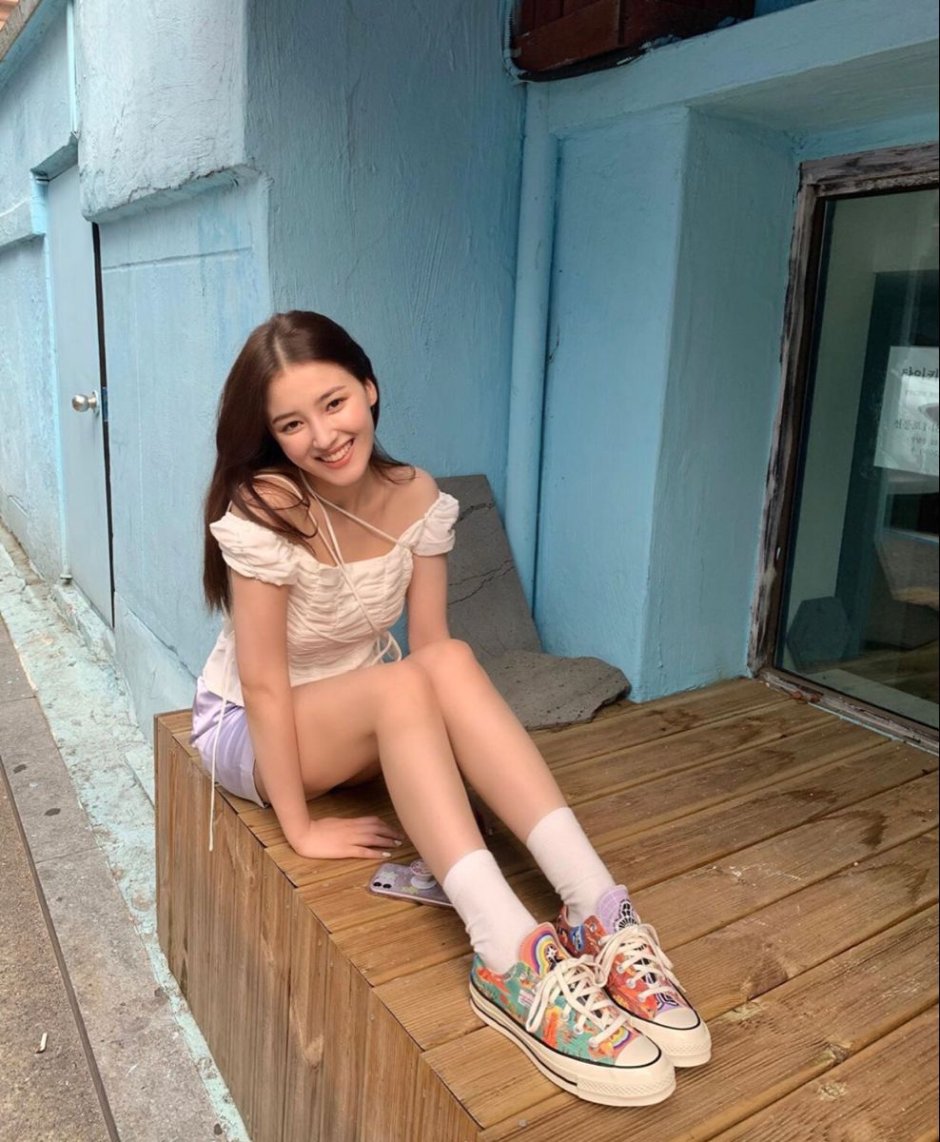 Korean singer Nancy in stockings