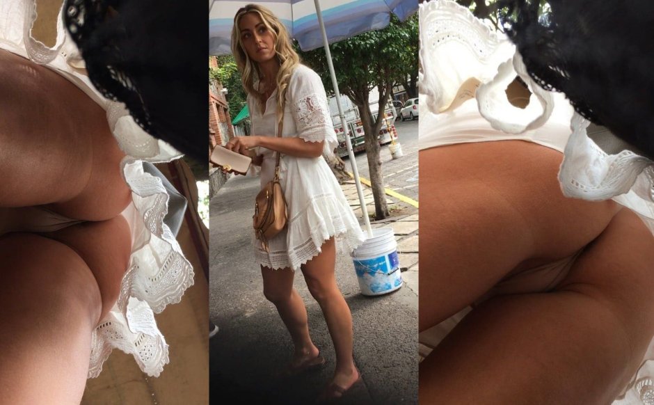 Girls in wedding dresses without panties