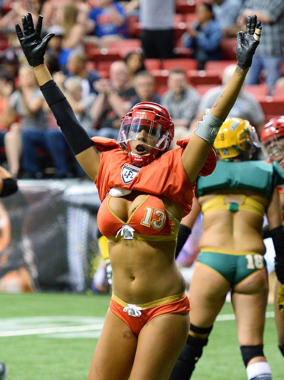 Women's American football in bikini