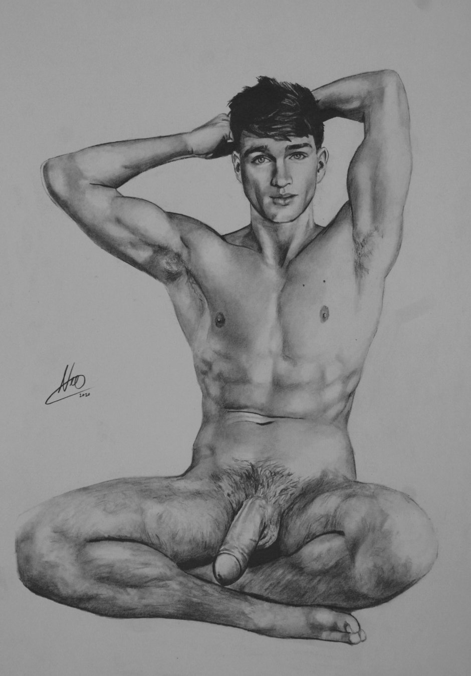 Naked guy fitness model