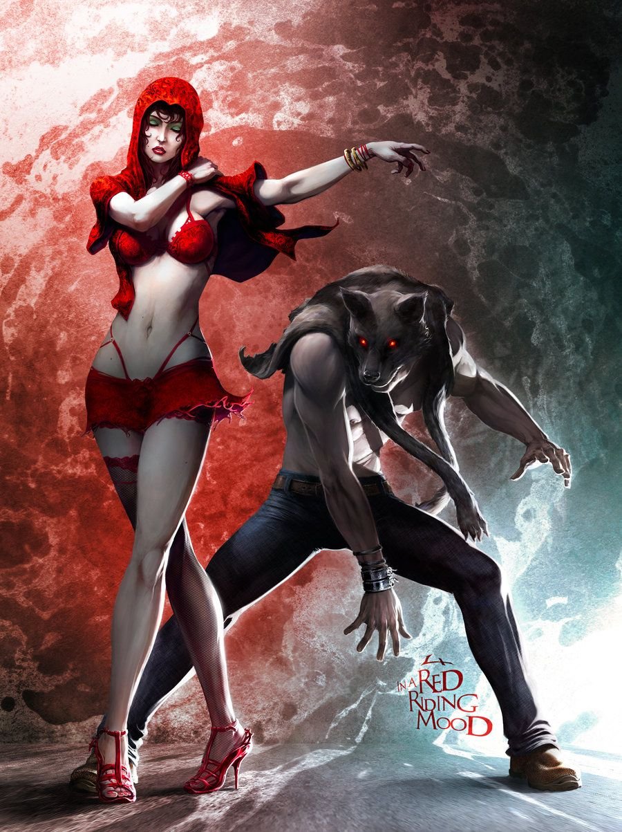 Red cap and gray wolf sexy