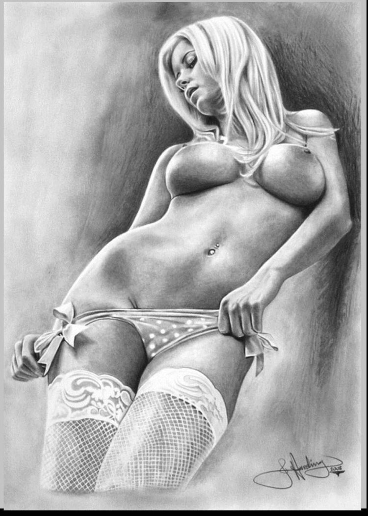 The drawings with a pencil are naked