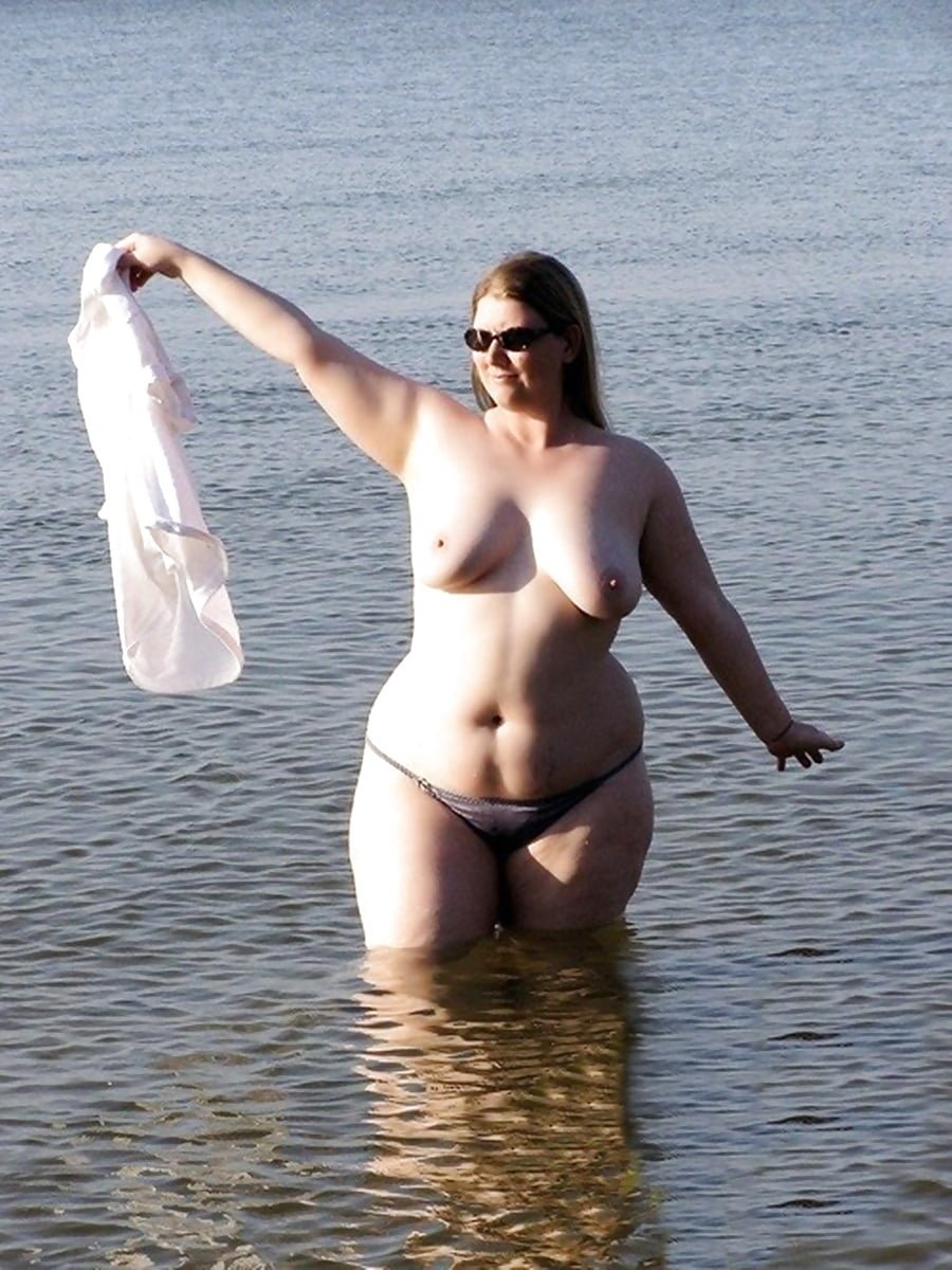 Naked fat on the shore
