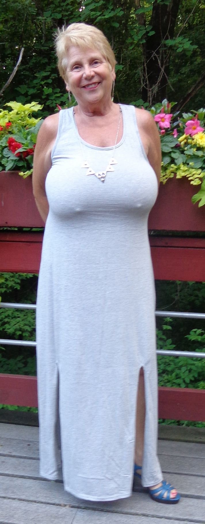 Beautiful breasts of a mature grandmother