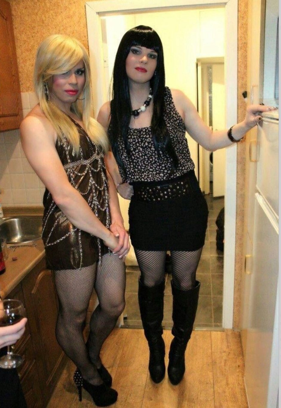 Back crossdressers in a dress
