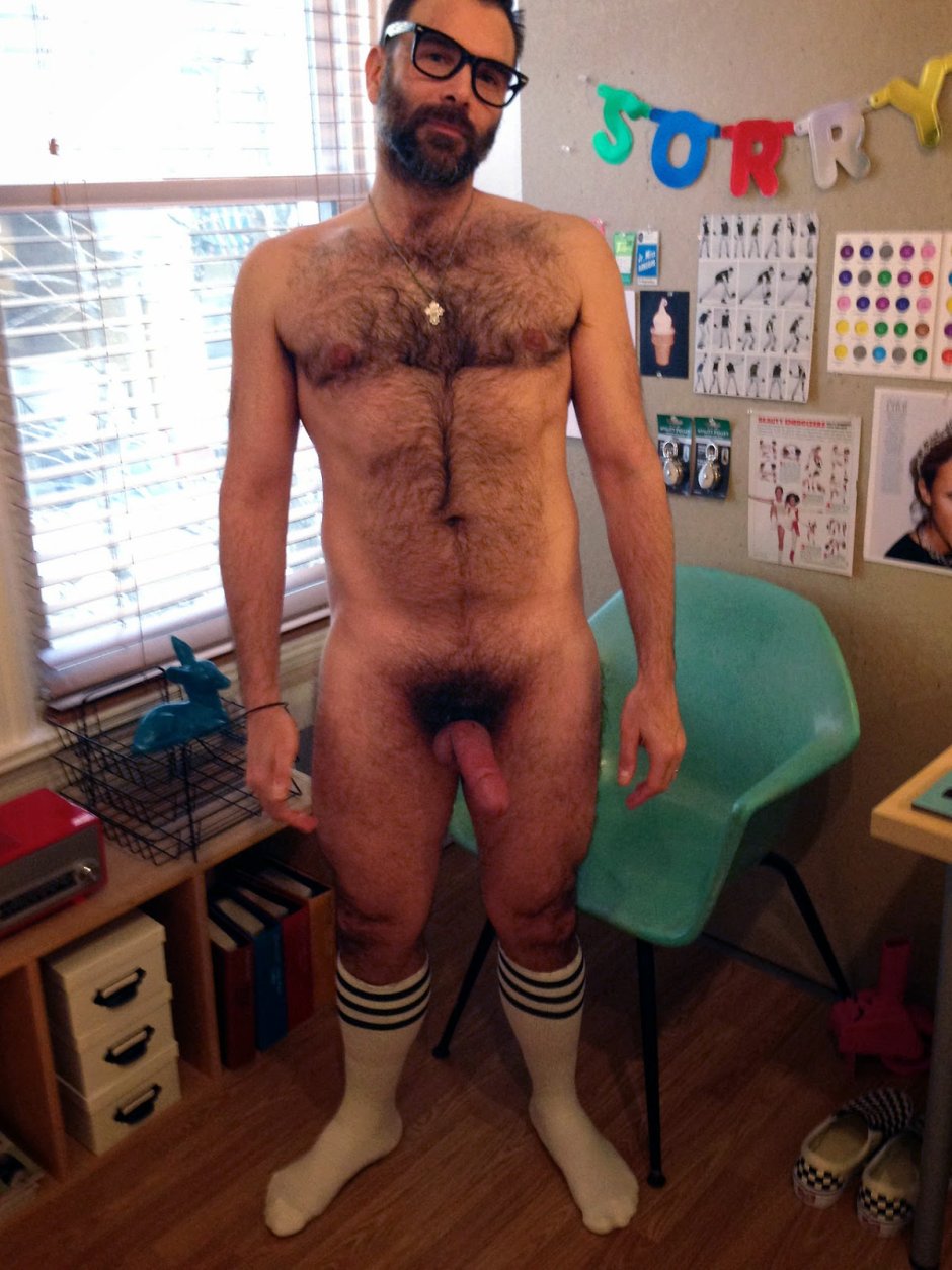Hairy naked men with piercing