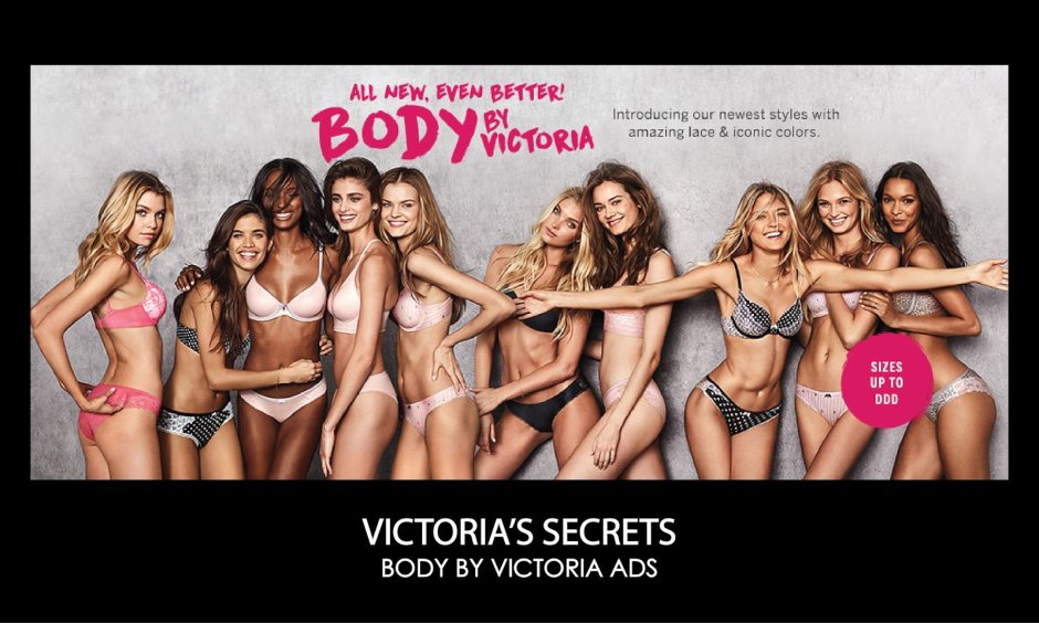 Victoria Sikret Print advertising in magazines and newspapers