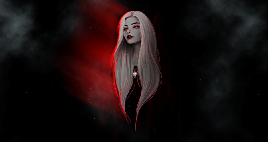 Girl on a black background art