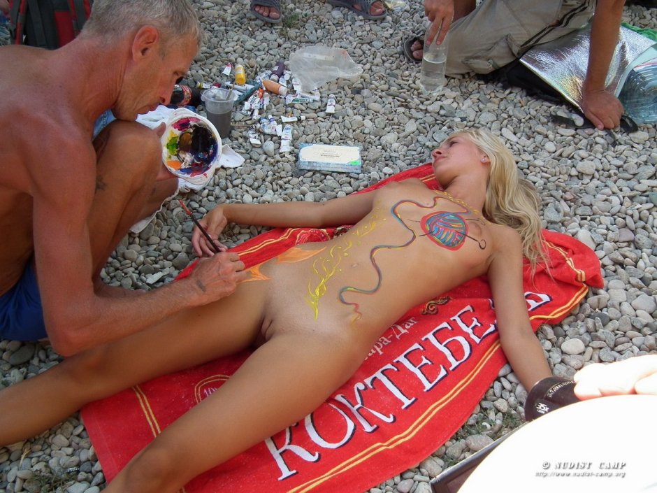 Feast of naked nudists