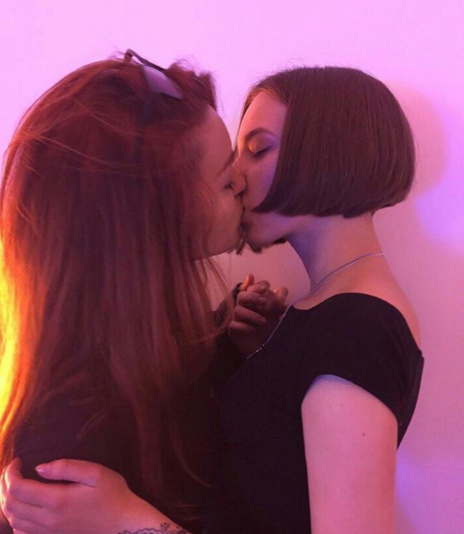 Passionate kiss of girls