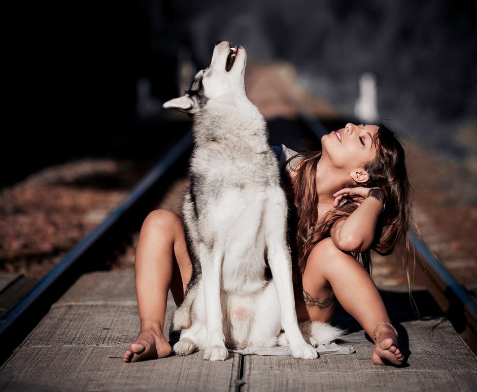 Girl with a wolf