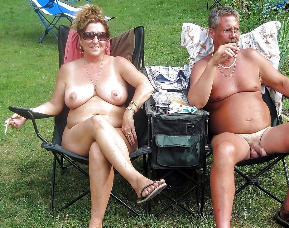 Naked elderly couples on the beach