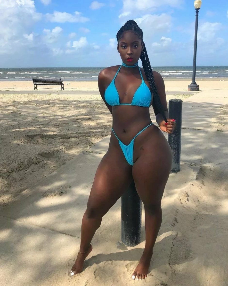 Big Black Eboni in a swimsuit