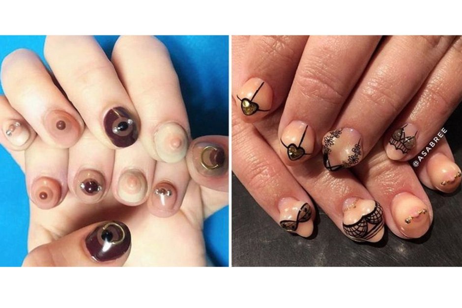 Nails manicure with boobs