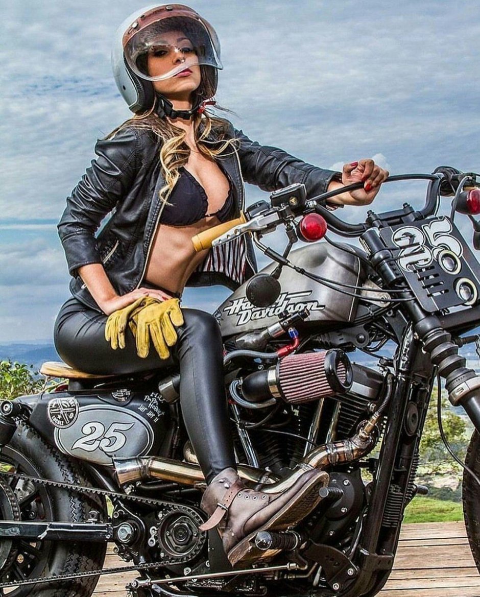 Girl Biker on Harley Davidson