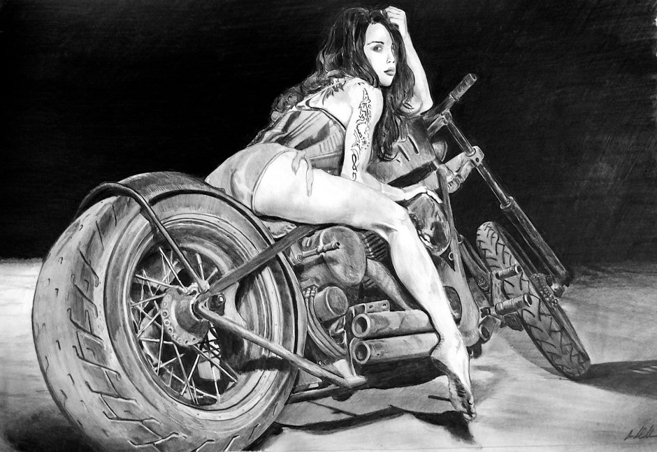 Biker with a pencil