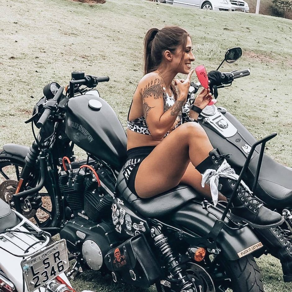 The biker showed her chest