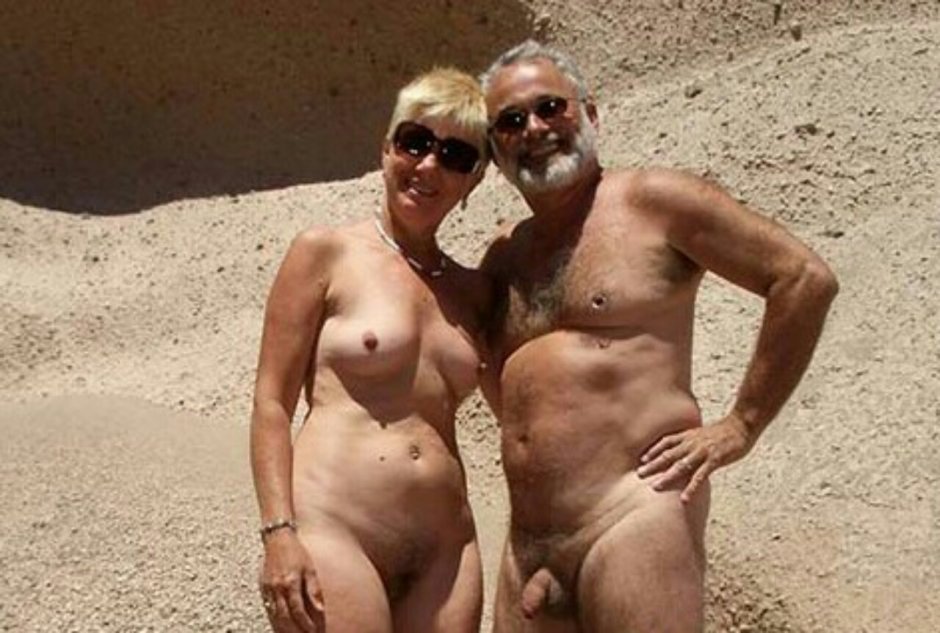 Old nudists on the beach fuck