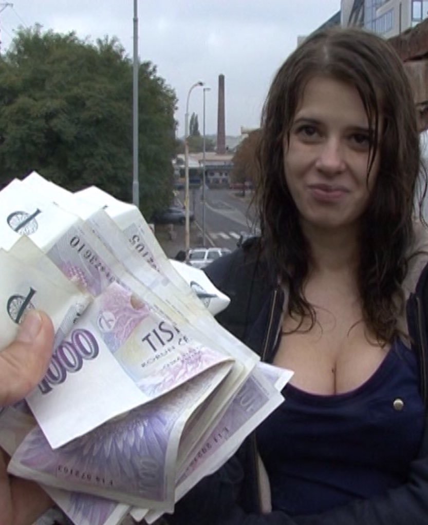 The girl gives money