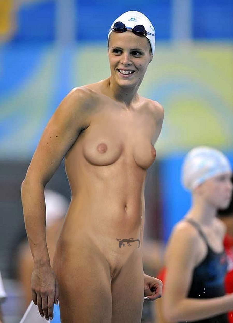 Naked tennis players on the court