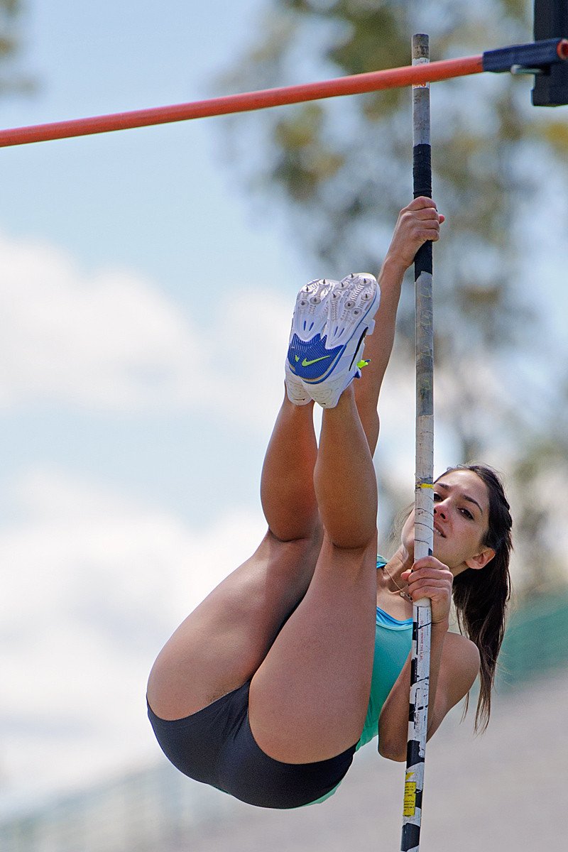The athlete leaned over