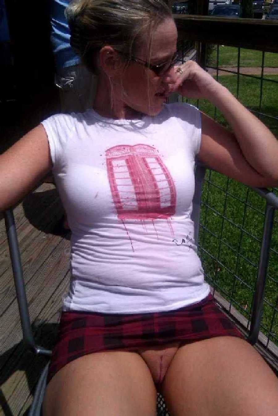 Girl in a dress without panties