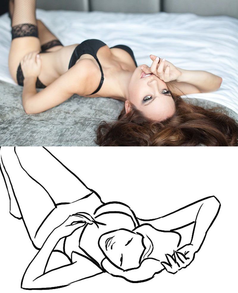 Beautiful poses for a photo shoot lying