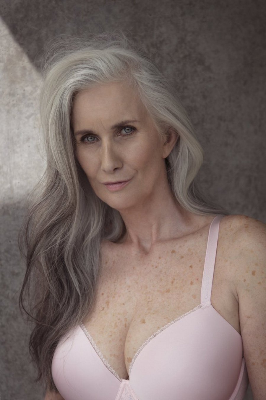Beautiful adult woman with neckline breasts