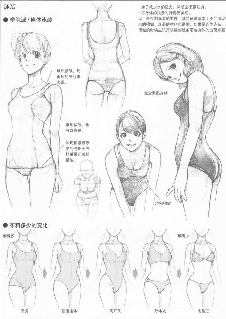 Pose for drawing in a swimsuit