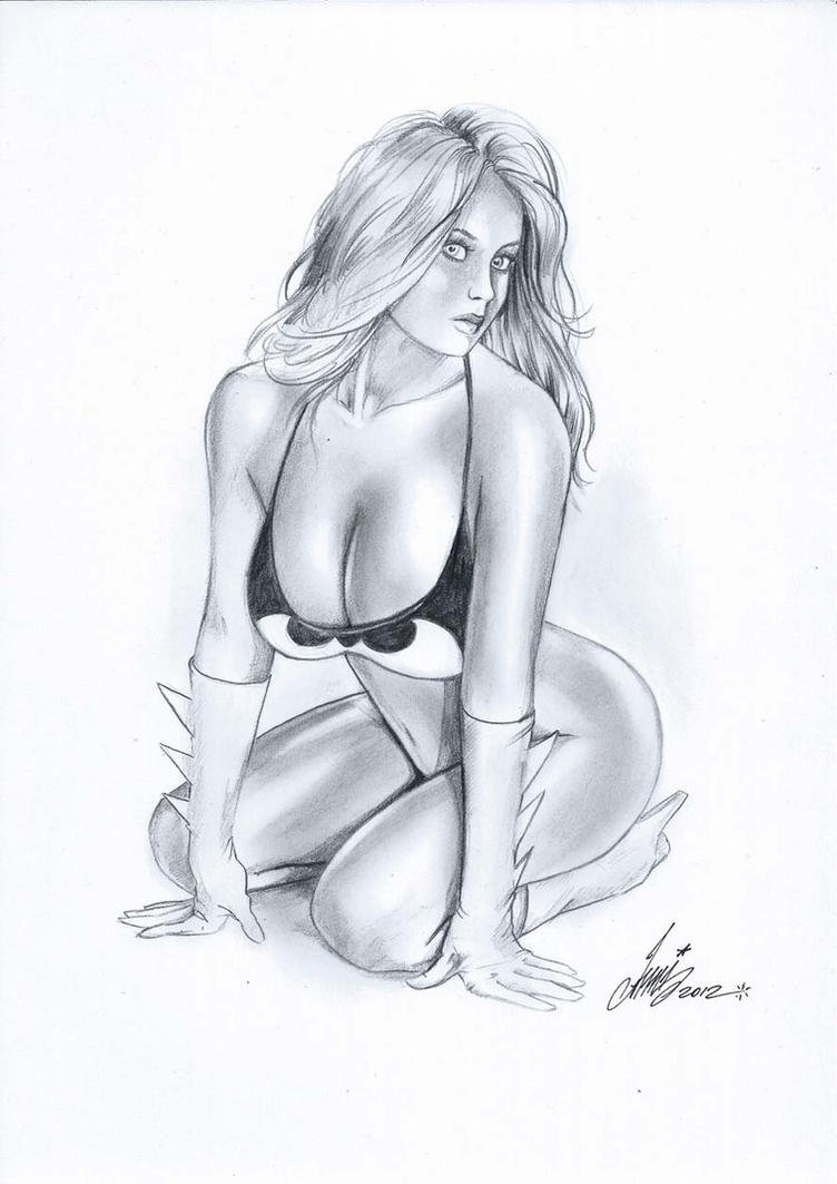 Sexy girl with a pencil
