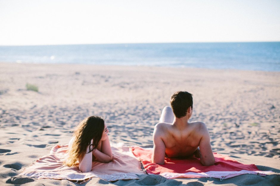 Families of young nudists in Cap Dag