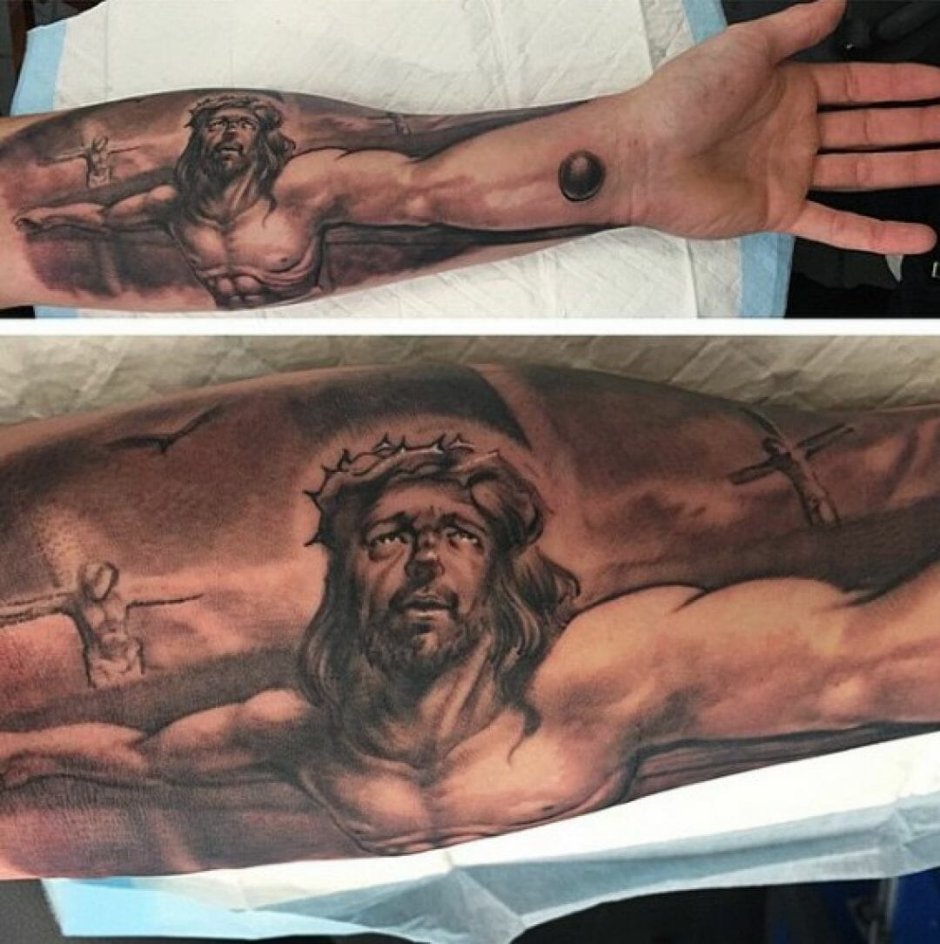Crucified girl on the cross
