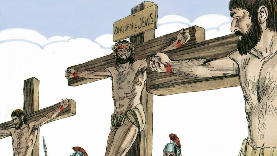The crucifixion of Jesus Christ on the Cross on Calvary