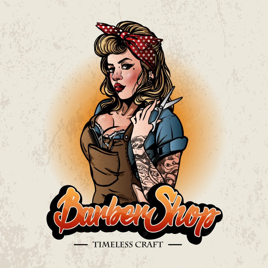Barber logo girl