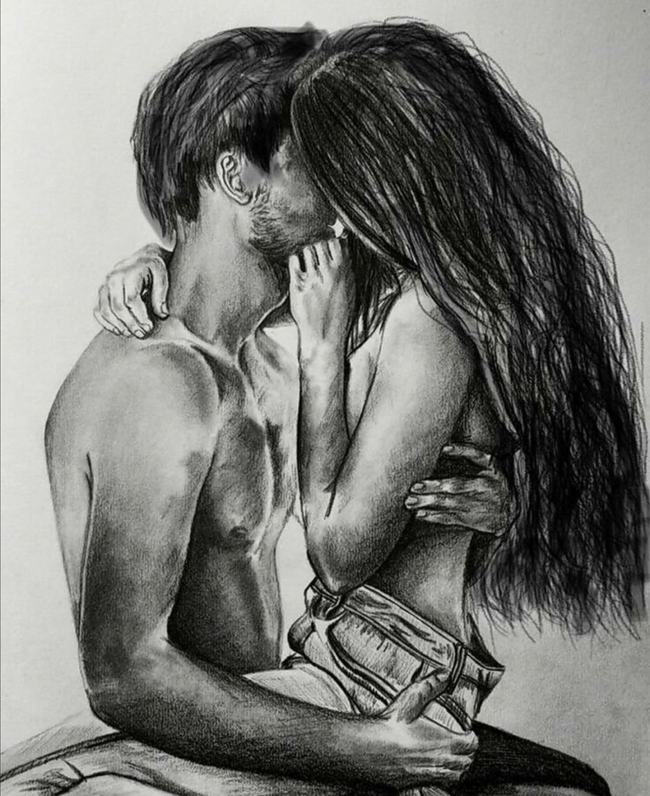 Sketch of the kiss of the lips